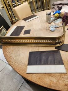19th Cent.pierced brass fender.c 133 cm x 33 cm