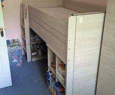 Kids Mid-Sleeper Bedroom Set - Bed, Desk, Wardrobe & Storage