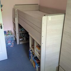 Kids Mid-Sleeper Bedroom Set - Bed, Desk, Wardrobe & Storage