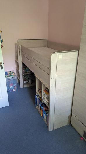 Kids Mid-Sleeper Bedroom Set - Bed, Desk, Wardrobe & Storage