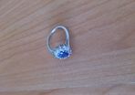 Lovely dressy blue and white stone ring , silver .