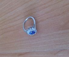 Lovely dressy blue and white stone ring , silver .