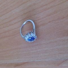 Lovely dressy blue and white stone ring , silver .