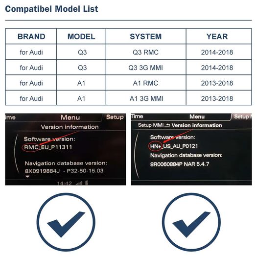 Audi A1 Q3 2012-2018 MMI 2G/3G HN+ Wireless CarPlay Android Auto Interface Adapter With Mirror Link AirPlay Bluetooth