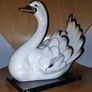 Vintage Large Iridescent  Swan Figurine on a clear brown acrylic base Image 2