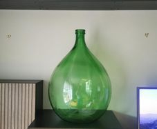 Large Vintage Style Green Glass Demijohn / Decorative Bottle Vase