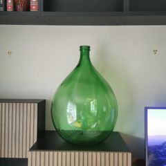 Large Vintage Style Green Glass Demijohn / Decorative Bottle Vase