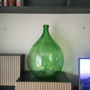 Large Vintage Style Green Glass Demijohn / Decorative Bottle Vase