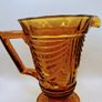 Large 1930s Art Deco Glass Amber Jug Image 2