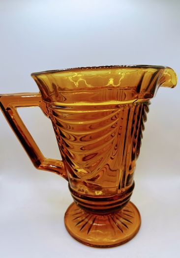 Large 1930s Art Deco Glass Amber Jug