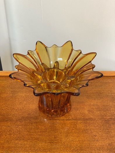 Mid Century Large Amber Color Handblown Vase