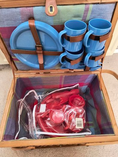 Wicker Picnic Basket with cutlery.