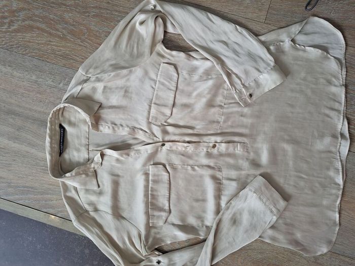 Zara beige satin blouse M