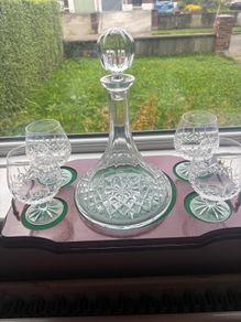 Galway Crystal Longford Brandy Decanter Tray Set
