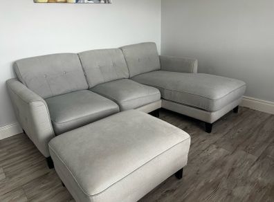 corner sofa, armchair and footstool