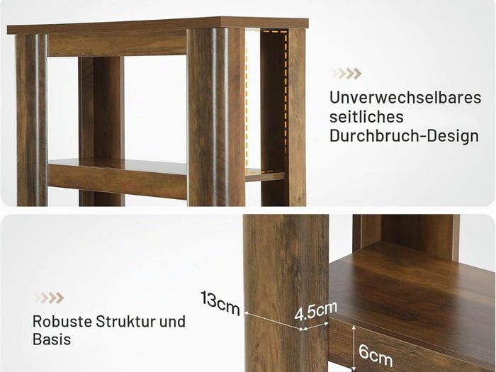 Vinatge Bookcase 180cm Tall Standing Shelf with 6 Tiers Open Shelves Shelf for Office Rustic Brown