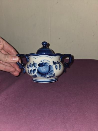 Vintage USSR hand painted Sugar Bowl