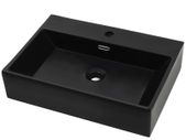 Basin with Faucet Hole Ceramic Black 76x42.5x14.5 cm