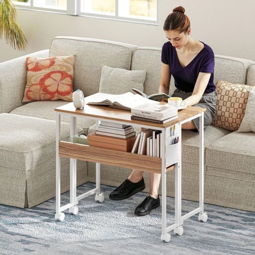 80 cm Drop Leaf Writing Work Desk - Natural Wood Finish