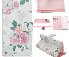 Flower Design Stand Leather Flip Wallet TPU Cover Case Skin For Sony Xperia Z4