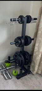 brand new heavy duty olympic bar and plate rack