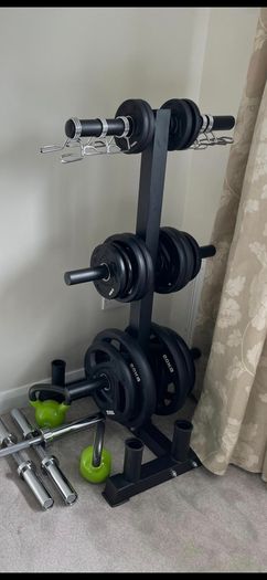 brand new heavy duty olympic bar and plate rack