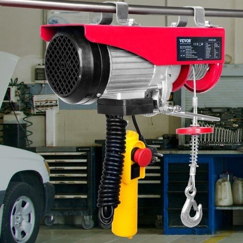 Electric Hoist, 598.7 kg Lifting Capacity, 1150W 220V Electric Steel Wire Winch with 427 cm Wired Remote Control,