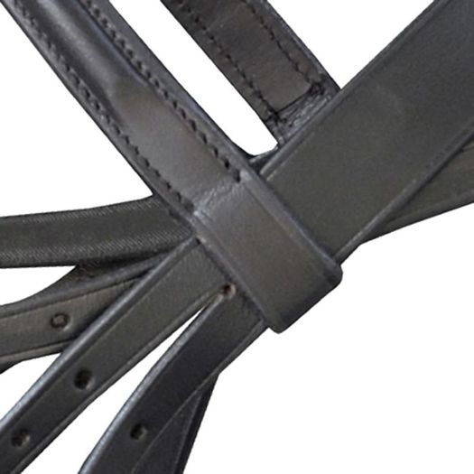Leather Flash Bridle with Reins and Bit Black Pony