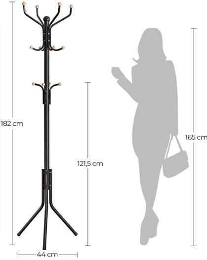 Metal Coat Rack, Clothes Stand, Hat Handbag Hanger, 182 cm Tall Hall Tree (FREE POSTAGE)