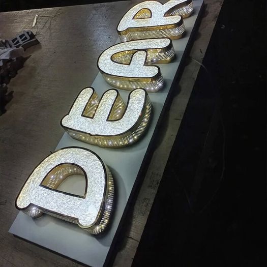 Custom Crystal Gold LED Letters - Any Word, Any Logo, Any Size