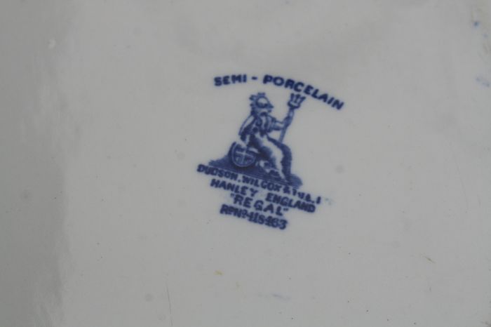Vintage Ironstone Blue and white Transfer Serving Plates HUDSON WILCOX & TILL - England 16"x12" and 14"x11"
