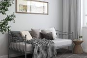 Sofa Bed Frame Grey Metal 90x200 cm