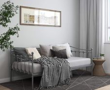 Sofa Bed Frame Grey Metal 90x200 cm