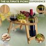 Folding Wooden Wine and Cheese Board for Outdoor Picnics, Romantic Date Nights, and Garden Parties Compact Lightweight Wine Holder Table Image 4