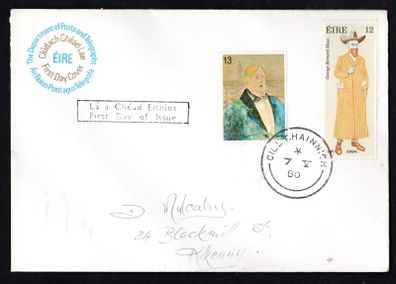 1980 Ireland Europa (Personalities) (George Bernard Shaw & Oscar Wilde) Commemorative Stamps Post & Telegraph (P&T) First Day Cover (FDC) with Cill Chainnigh (Kilkenny) steele cancel