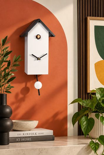 Modern Art Cuckoo Clock 28cm by Engstler  Made in Germany with Automatic Night Shut-Off