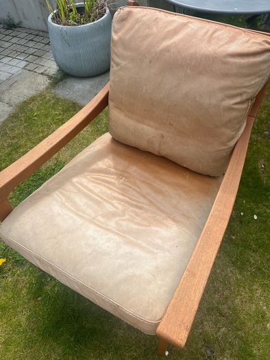 Leather wood Armchair