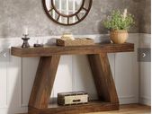 Farmhouse Entryway Console Table Rustic Brown Wooden Hallway