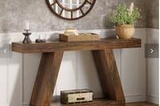 Farmhouse Entryway Console Table Rustic Brown Wooden Hallway