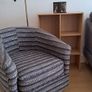 Vintage style floor lamp with chair and bookshelf Image 2