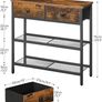 Console Table, Slim Console Table with 2 Non-woven Drawers, Hallway Table with Storage, Slim Sofa Table for Small Spaces, Living Room, Entryway, Kitchen, Rustic Brown and Black Image 6