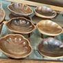 Vintage Carved Acacia Wood Shell Bowl Set 7 Pc Serving Salad Snack Nesting Image 9