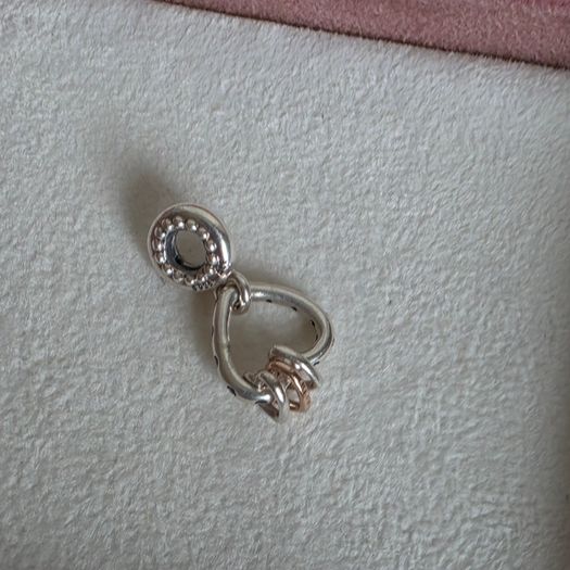 Pandora  heart highlights charm with rose gold middle dangle heart and purple CZ