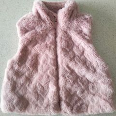Baby Girls pink faux fur gilet