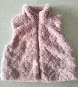 Baby Girls pink faux fur gilet