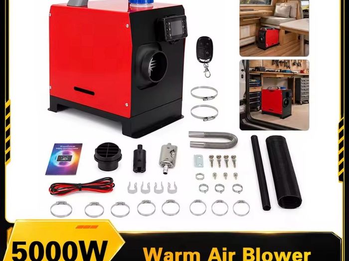 New 12V 5kw Diesel Car Heater Car Parking Air Heater Fast Warm Fast Heating Vehicle Preheating System with LCD Thermostat Remote Control Automatic Shutdown Safety Protection