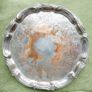 Vintage  Silver Plate Round Serving Tray 10" Scroll Rim Image 10