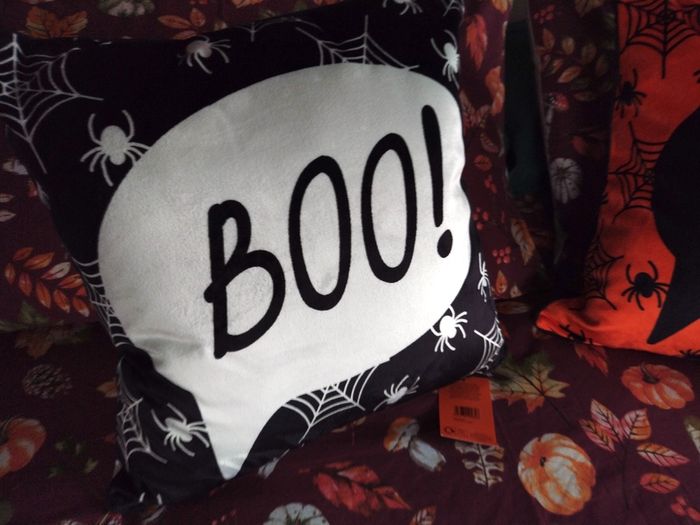 Bedlam Brand Boo Halloween Cushion in Black