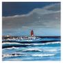 Poolbeg Lighthouse & Waves, Dublin, 4x4in framed print by artist Helen Mathews Image 2