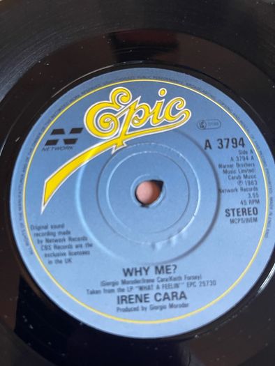 Irene Cara. Why me picture sleeve vinyl record single in vg+ condition